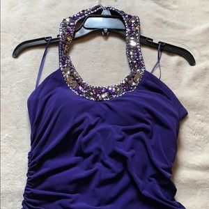 Purple Midi Backless Dress